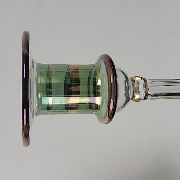 NWT Pair of Mouth Blown Iridescent Glass Candle Stick Holders - Picture 4 of 7